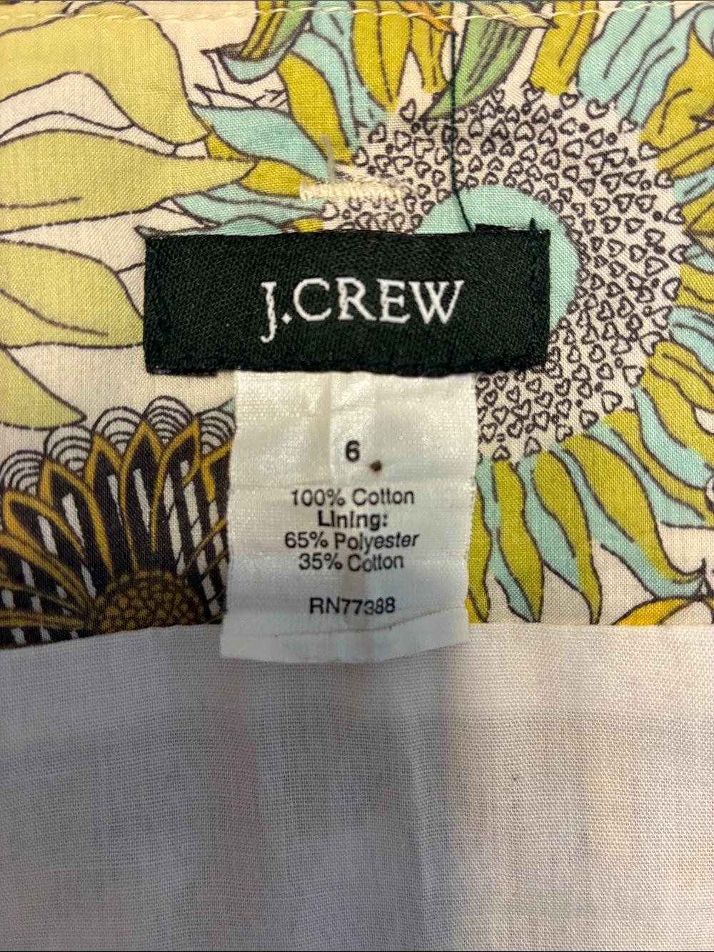 J. Crew Floral Sunflower A-Line Skirt in Yellow, Green and Cream - Picture 2 of 2